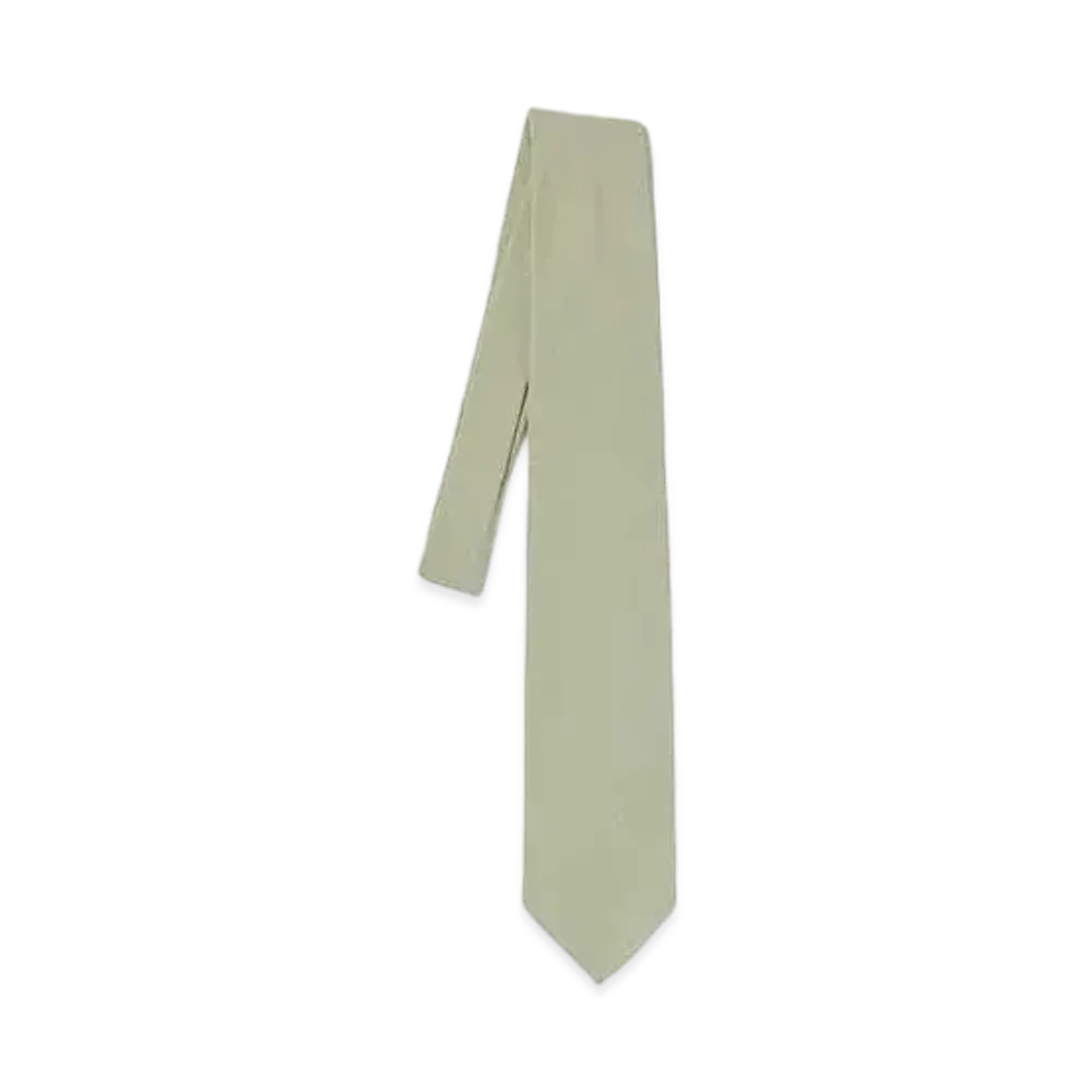 AURALEE Hard Twist Cotton Silk Viyella Tie "Sage Green"