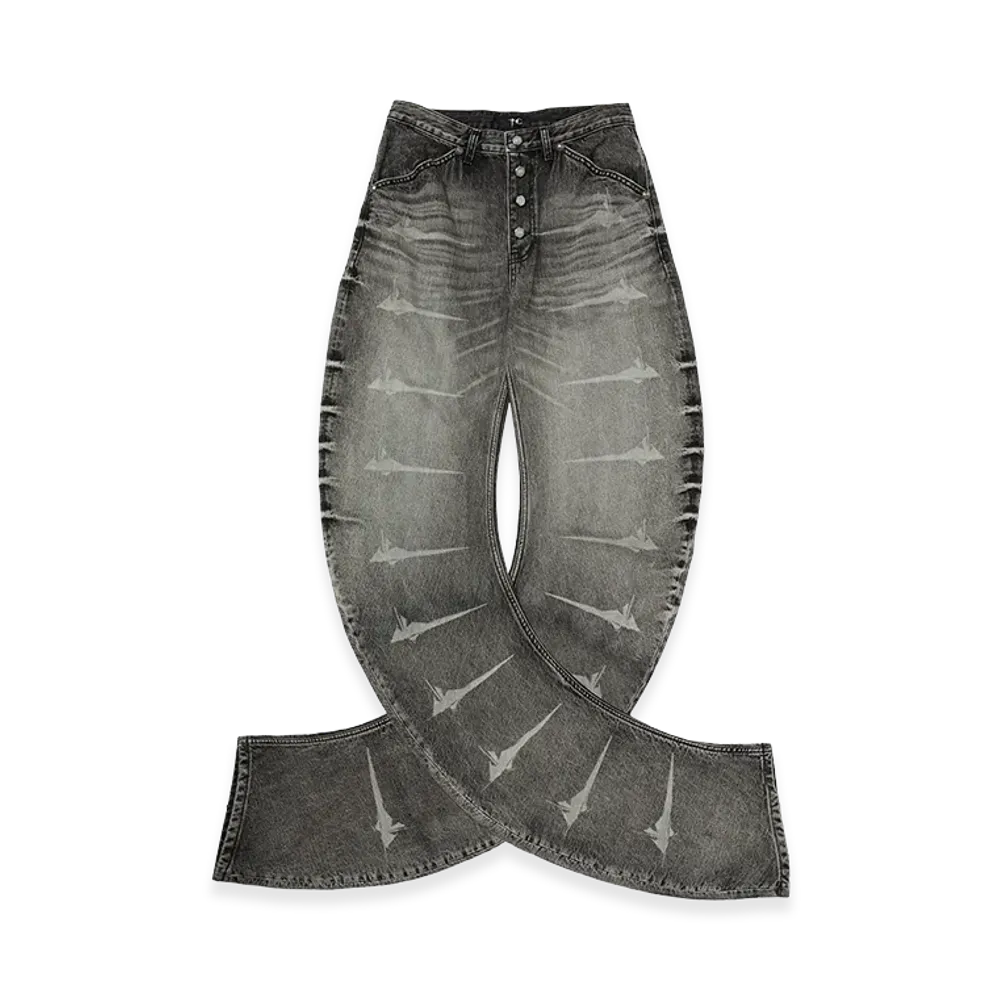 THUG CLUB TC Laser Washed Parkour Denim Pants "Blue"