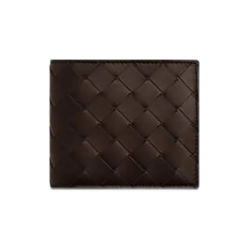 Bottega Veneta Intrecciato Bi-Fold Wallet With Coin Purse "Fondente/Ice"