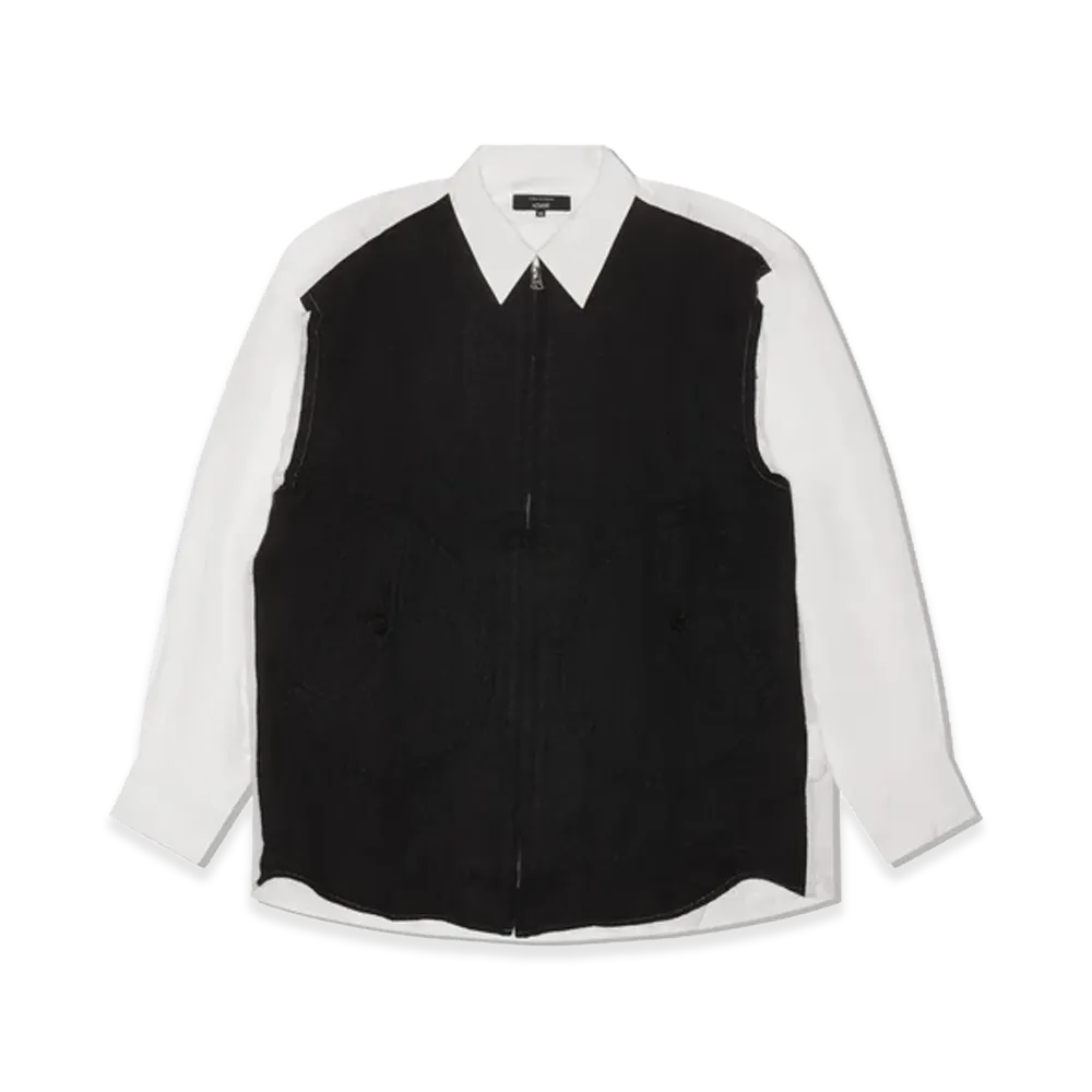 COMME des GARCONS HOMME Cotton Broad x Wool Sergegarment Fulled Shirts "White/Charcoal"