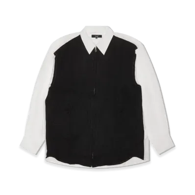 COMME des GARCONS HOMME Cotton Broad x Wool Sergegarment Fulled Shirts "White/Charcoal"