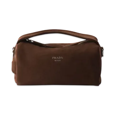 PRADA Suede Leather Shoulder Bag "Dark Brown"