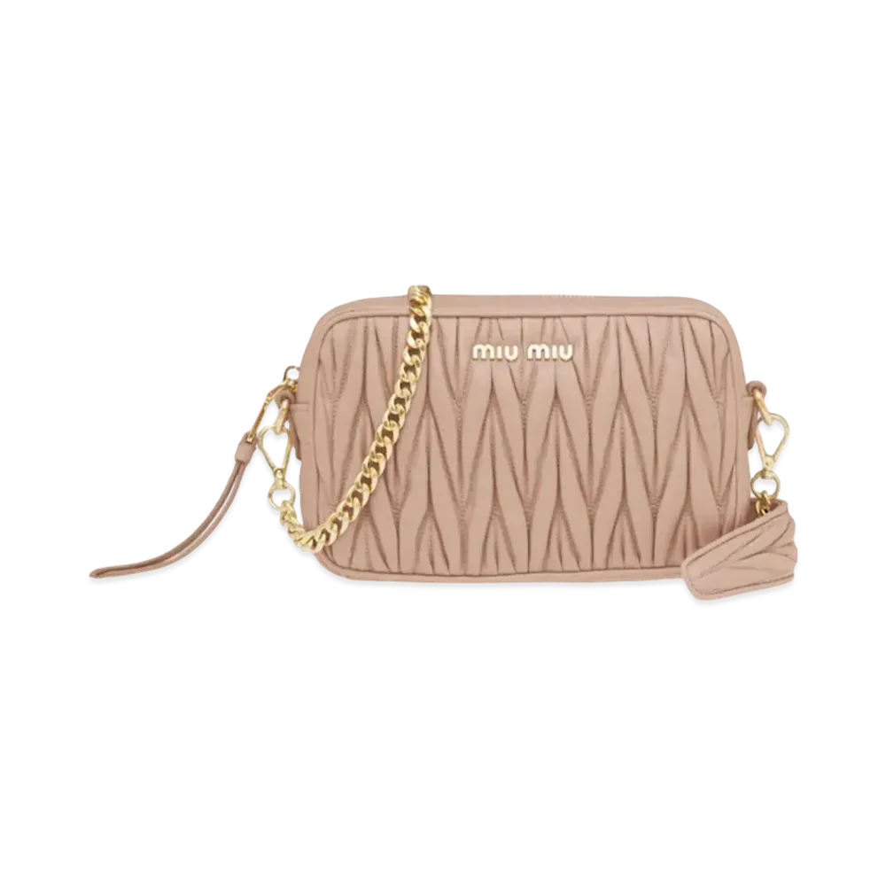 MIU MIU Materasse Leather Shoulder Bag "Beige Pink"