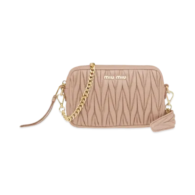 MIU MIU Materasse Leather Shoulder Bag "Beige Pink"