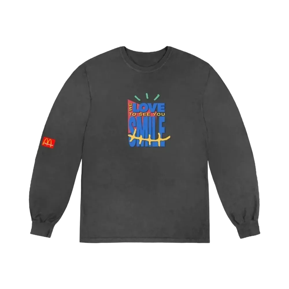 Travis Scott Cactus Jack x McDonald's Smile L S T-Shirt "Washed Black"