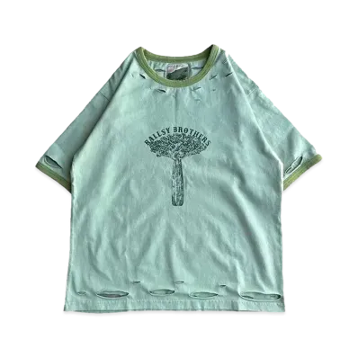 BALLSY.BROTHERS Distressed wash ringer T-shirt "Green"