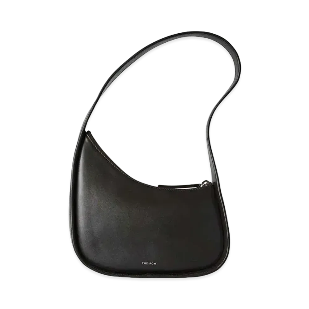 The Row Half Moon Bag in Leather "Dark Brown"