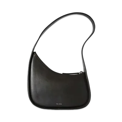 The Row Half Moon Bag in Leather "Dark Brown"