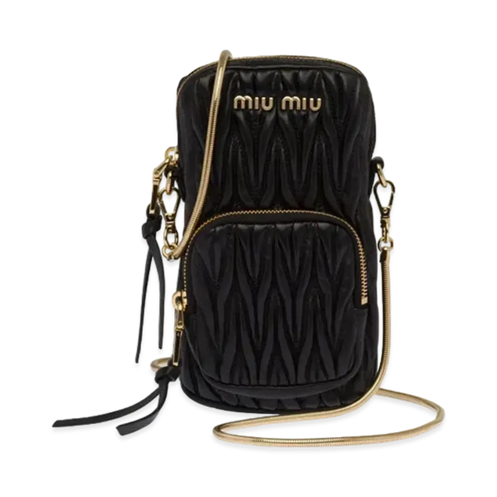 MIU MIU Materassenapa Leather Mini Bag "Black"