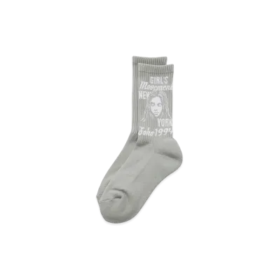 X-Girl Women's Mix Logo & Face Rib Socks "Grey"
