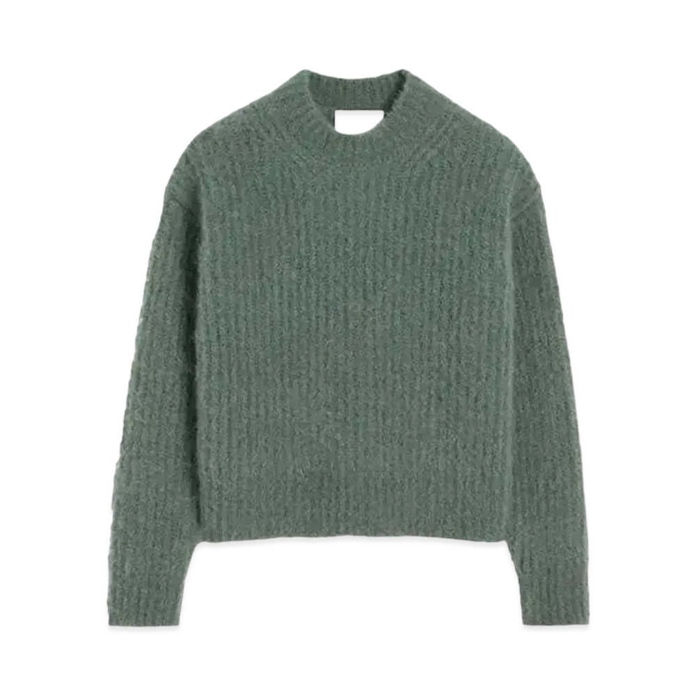 AMI PARIS Chunky Hairy Mohair & Alpaca Ribbed Sweater "Antique Clay"