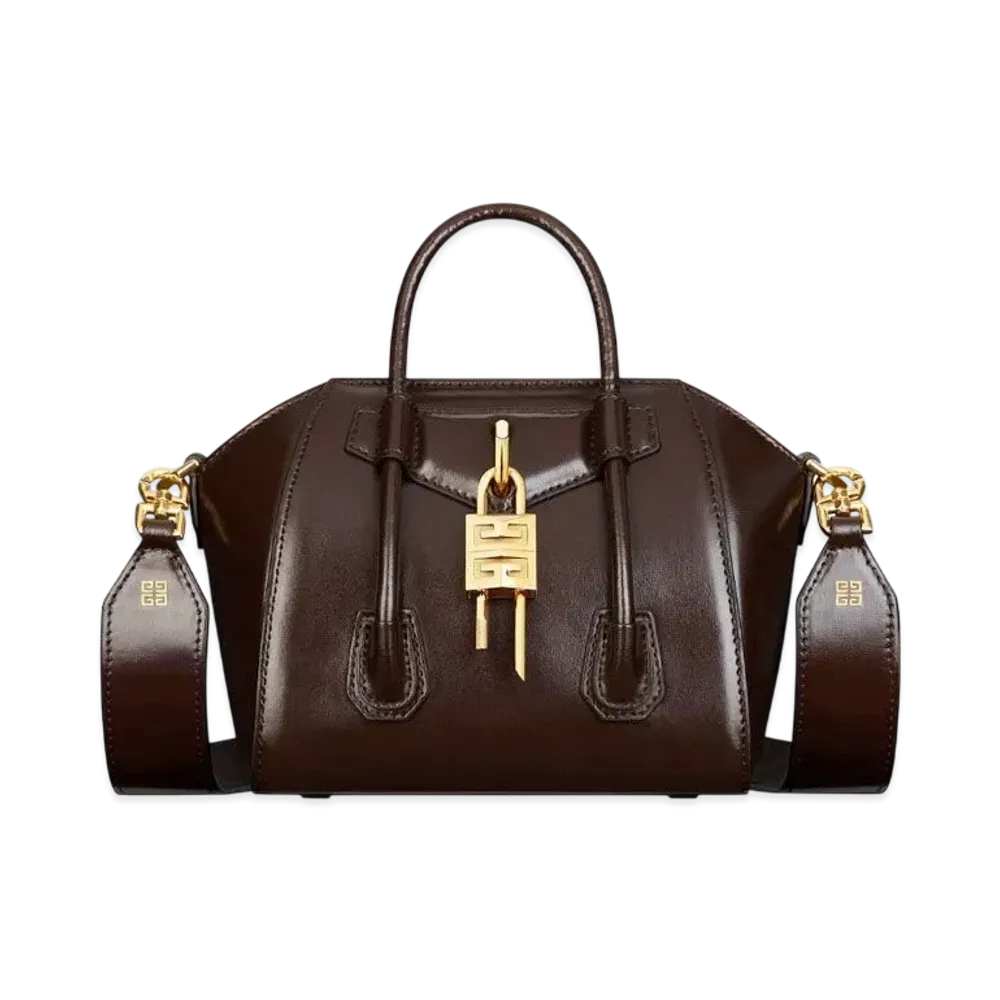 GIVENCHY Antigona Toy Lock Bag In Box Leather "Ebony Brown"