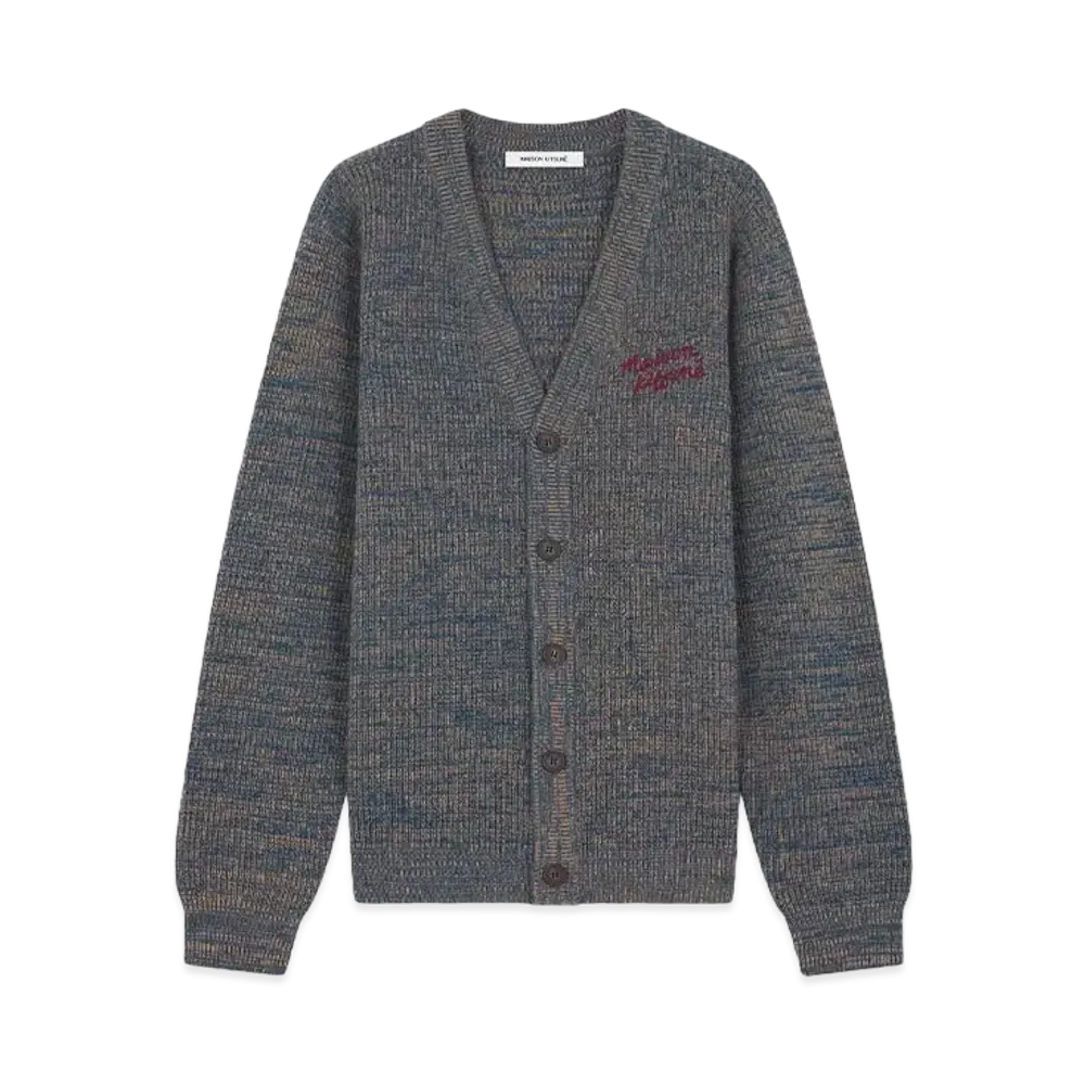 Maison Kitsune Handwriting Comfort Cardigan "Birch/lake Blue"