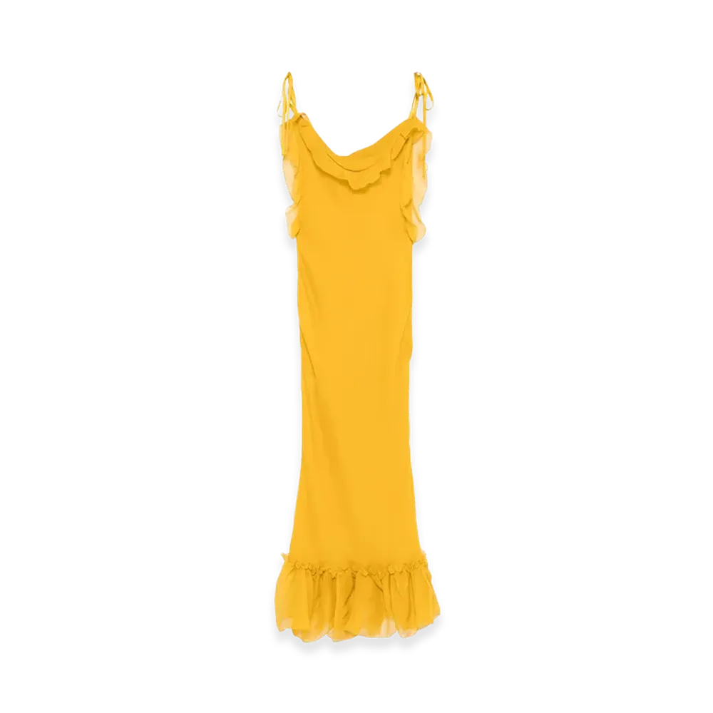 Saint Laurent Women's Mustard Crepe Dress "Yellow"