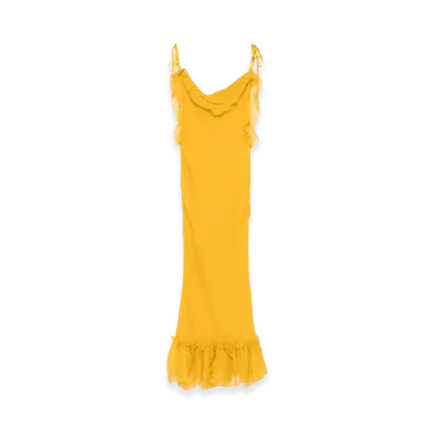 Saint Laurent Women's Mustard Crepe Dress "Yellow"