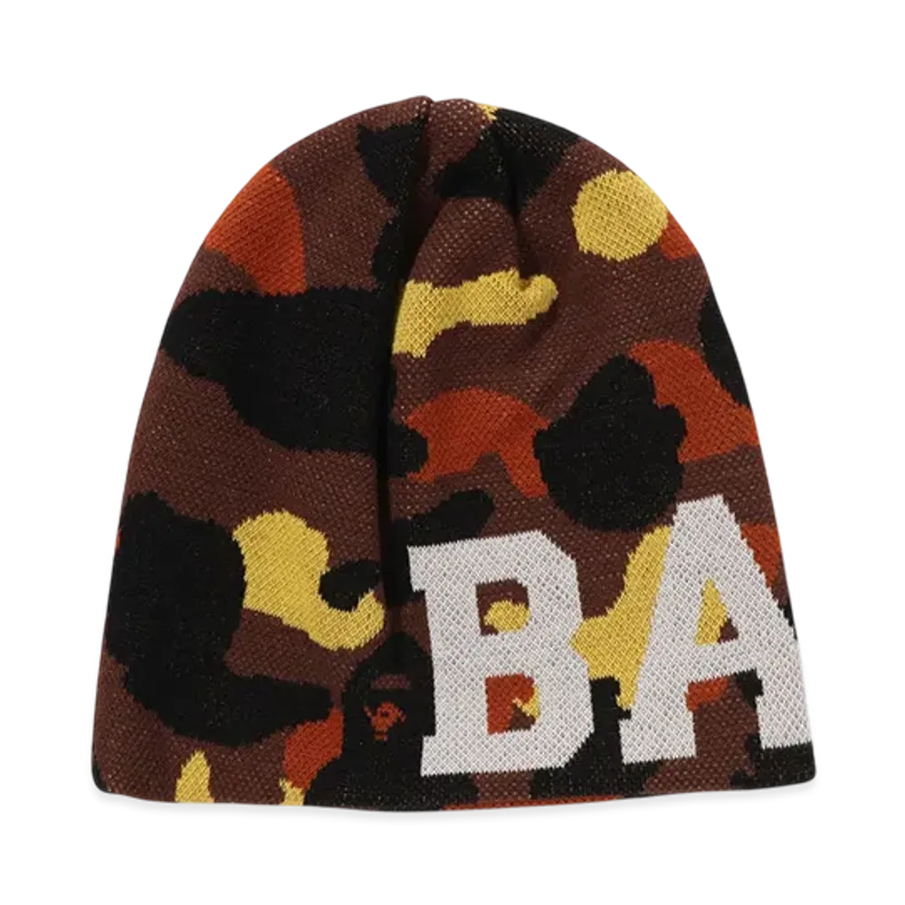 A BATHING APE 1St Camo Knit Cap "Orange"