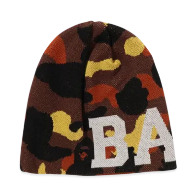A BATHING APE 1St Camo Knit Cap "Orange"