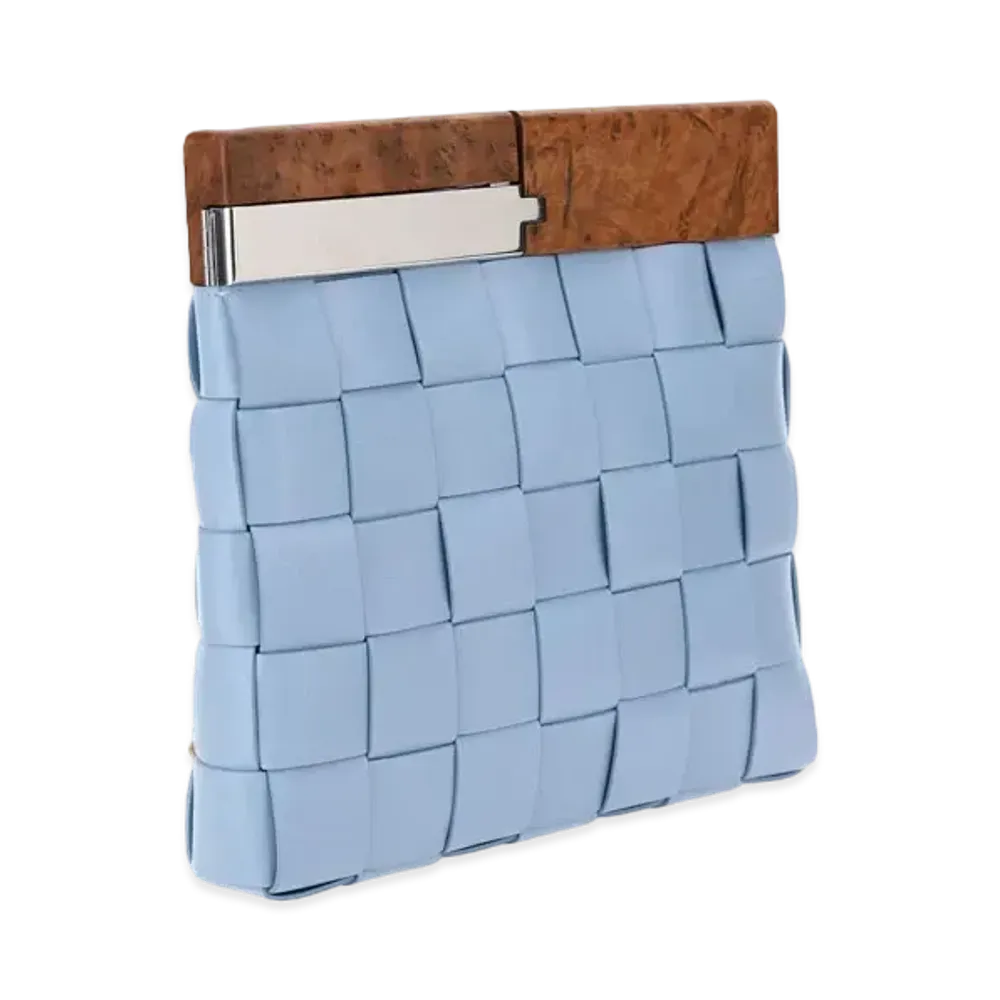 Bottega Veneta BV Snap Intrecciato leather Clutch Bag Light "Blue"