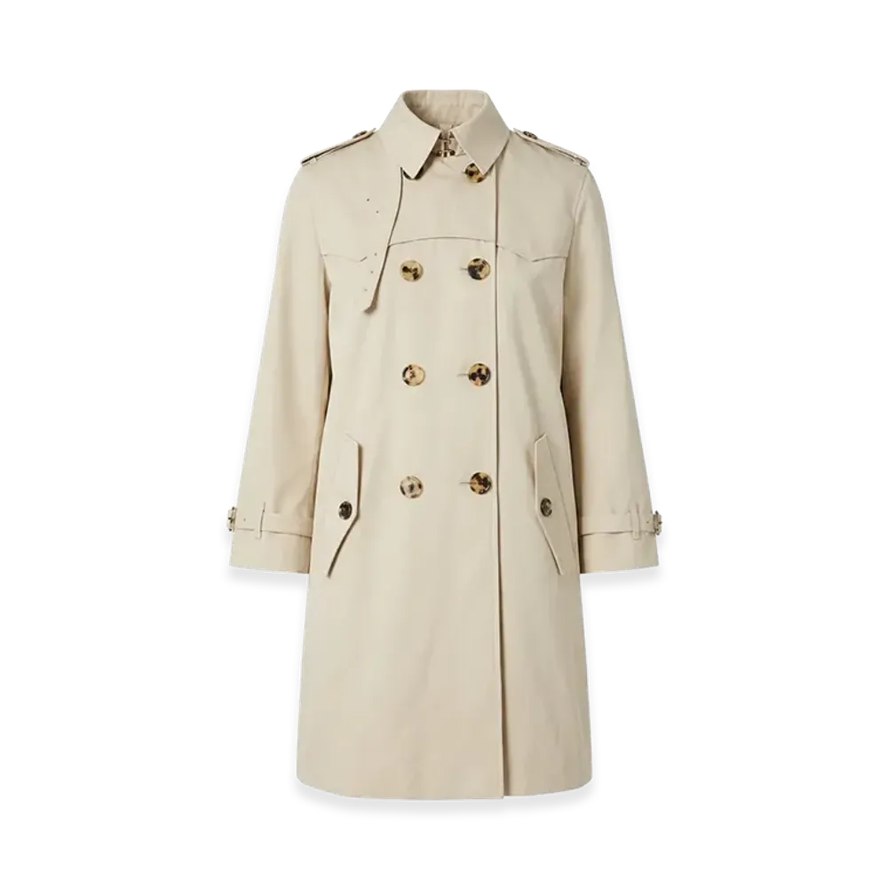 Burberry Women's Gabardine Trench Coat "White/Sand"