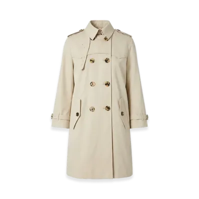 Burberry Women's Gabardine Trench Coat "White/Sand"