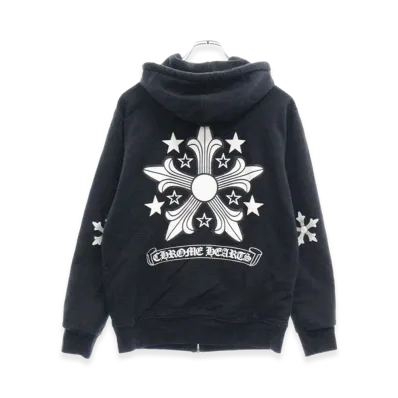 Chrome Hearts Back Star Print Thermal Zip Hoodie "Black"