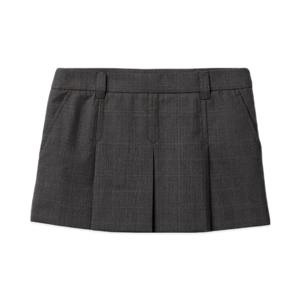 MIU MIU Prince of Wales Check Mini Skirt "Slate Grey"