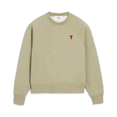 AMI PARIS Loop Back Organic Cotton Heavy Fleece Sweat Shirt #1 "Heather Sage"