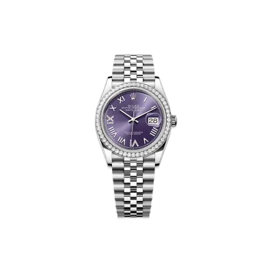 ROLEX Datejust 36 Oystersteel & White Gold Diamond "Aubergine"