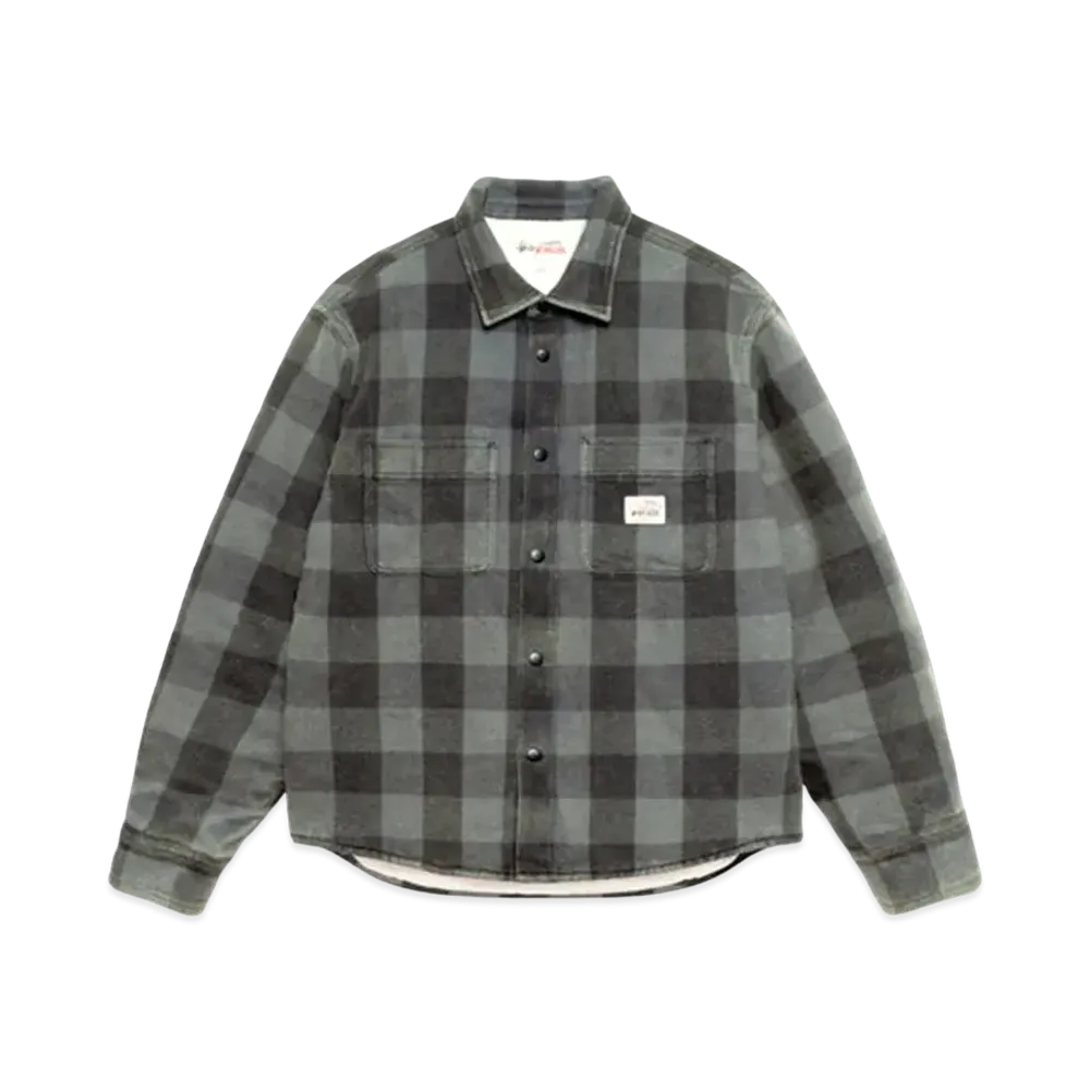 Stussy Sherpa Lined Buffalo Plaid Shirt "Grey"