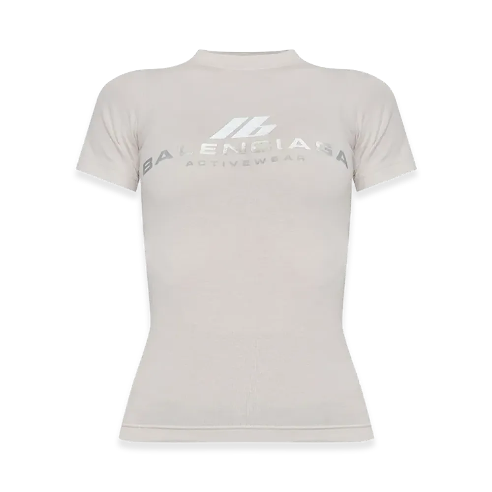 BALENCIAGA Women's T-Shirt Activewear Aderente "Off White"
