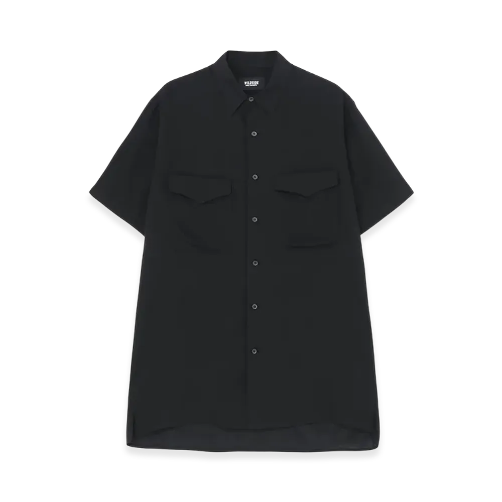 WILDSIDE YOHJI YAMAMOTO Cellulose Flap Pocket Short Sleeve Shirt "Black"