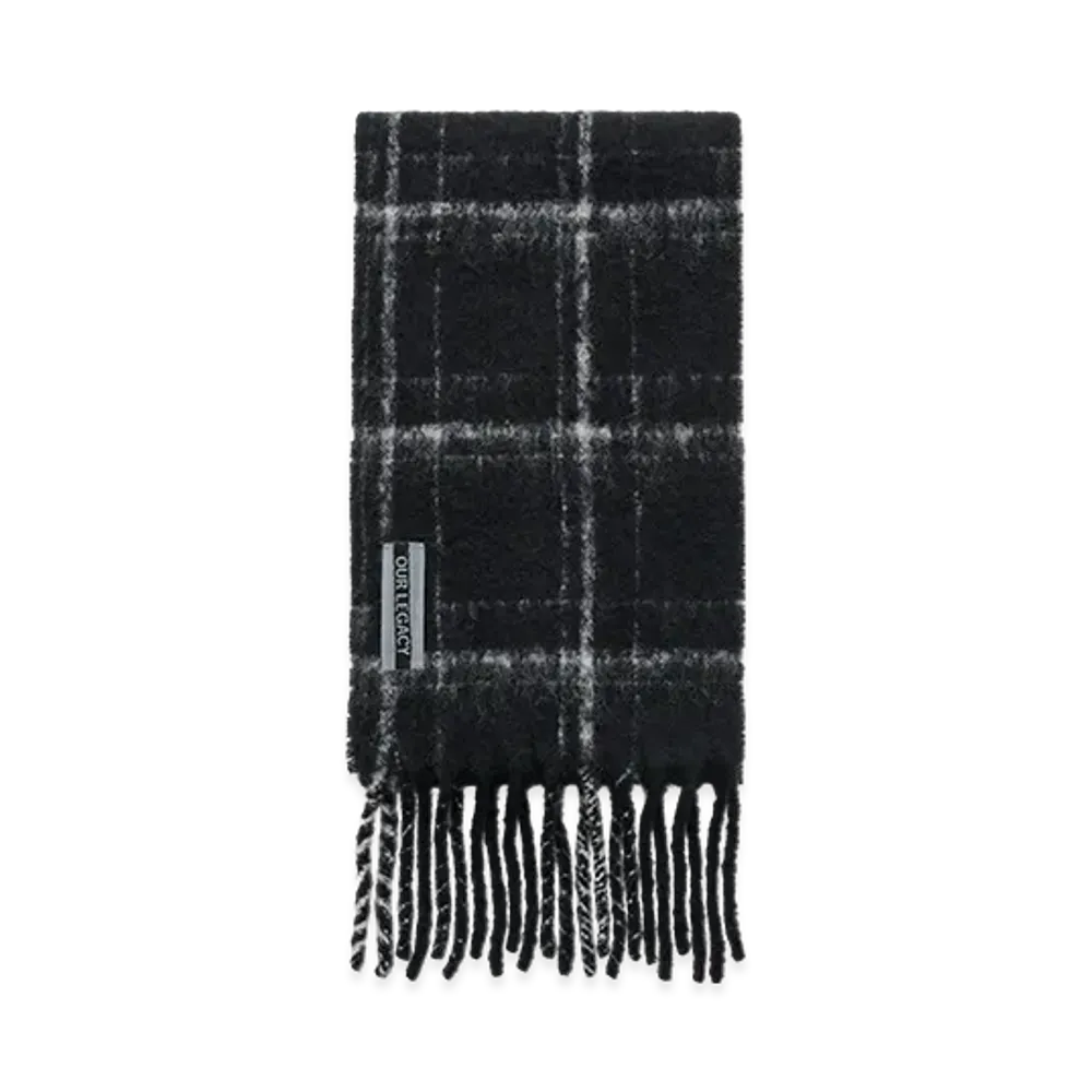 OUR LEGACY Women's Estate Scarf "Black Fuzzy Alpaca Check"