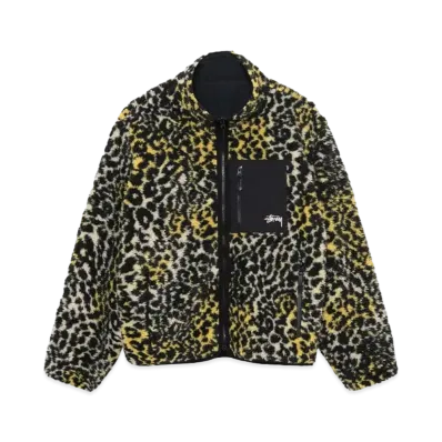 Stussy Sherpa Reversible Jacket "Yellow Leopard"