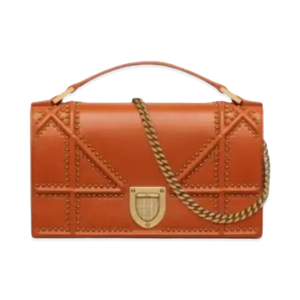 Dior Cannage Pattern Lambskin Wallet "Orange"