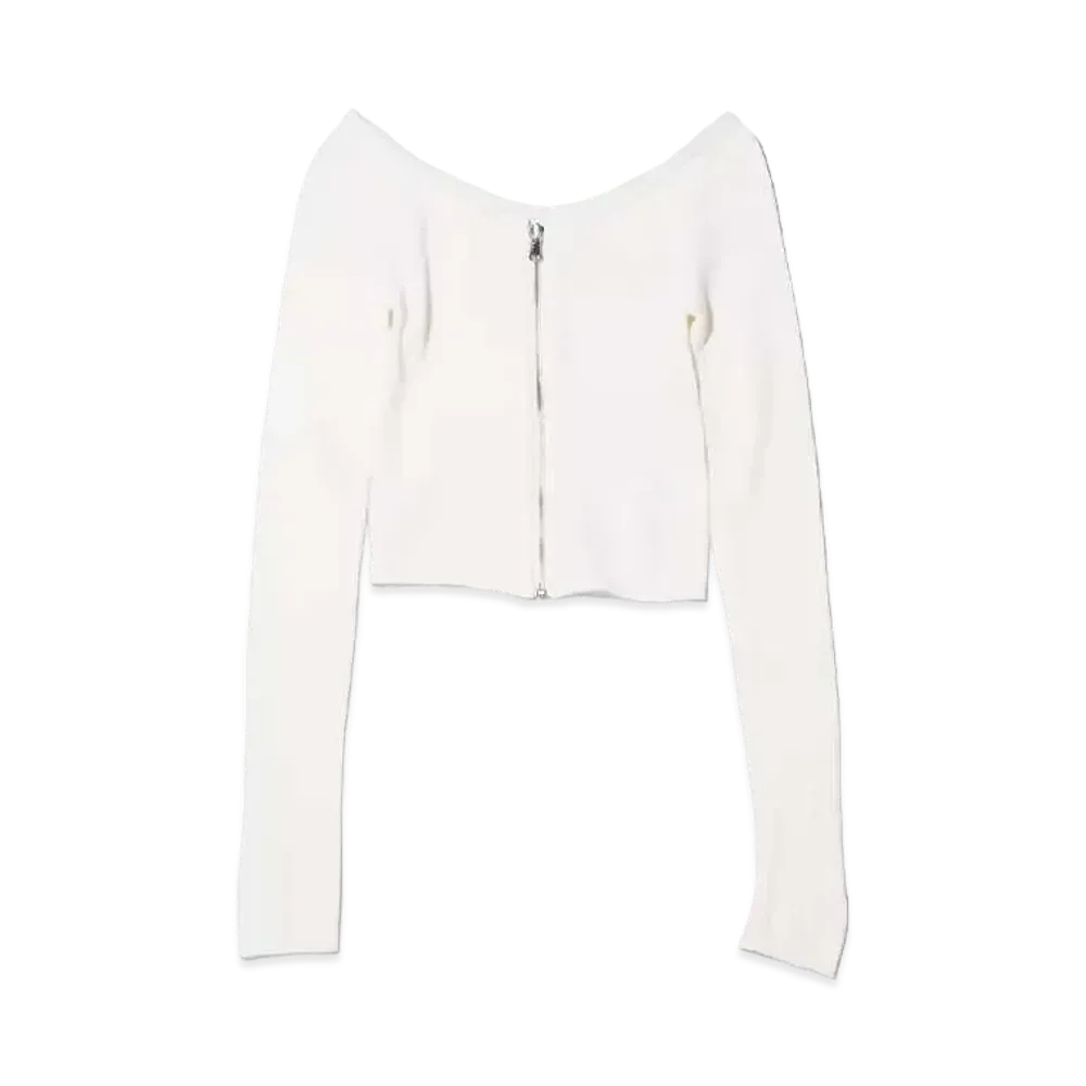 atmos pink Center Zip Knit Tops "White"