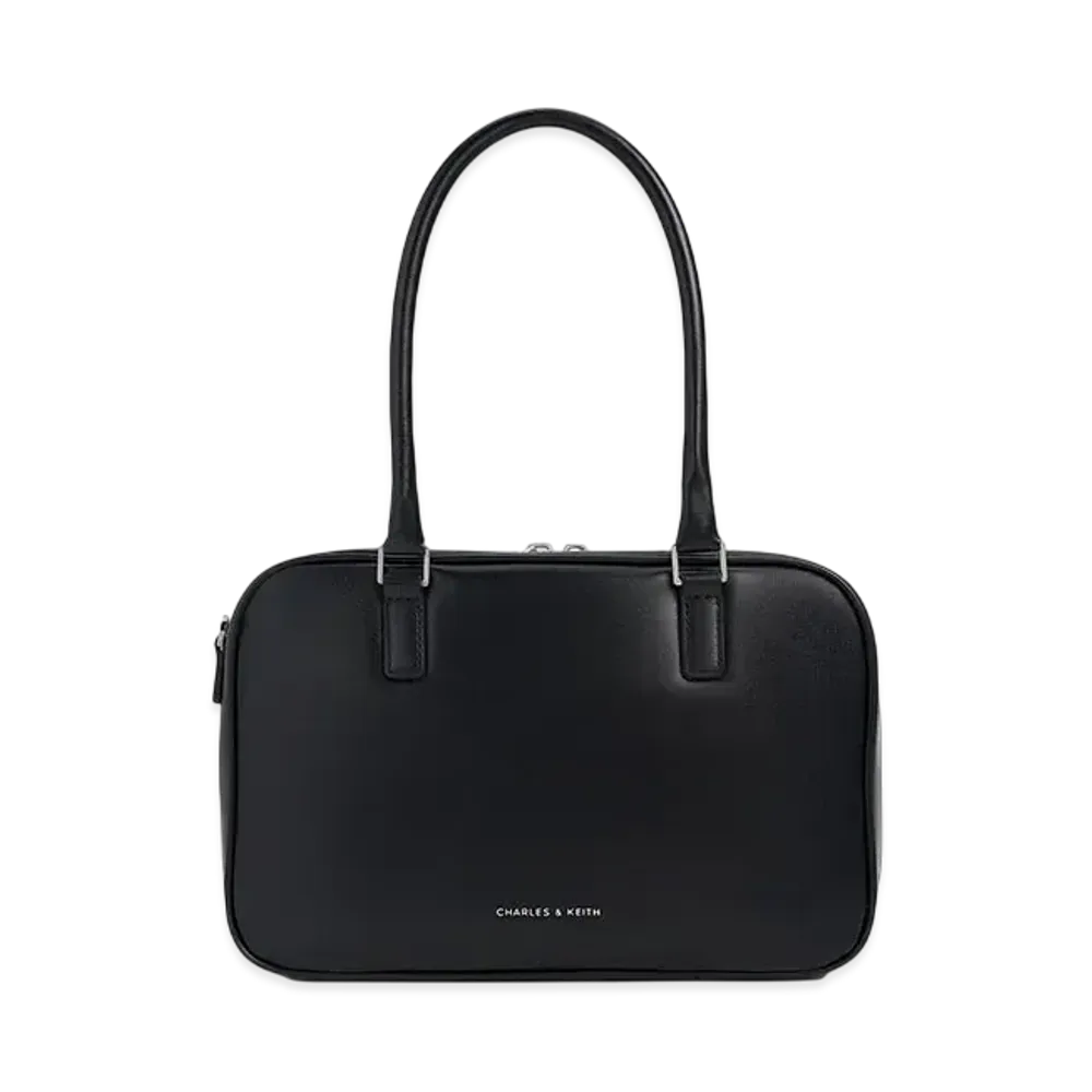 CHARLES & KEITH Sianna Textured Bowling Bag "Noir"