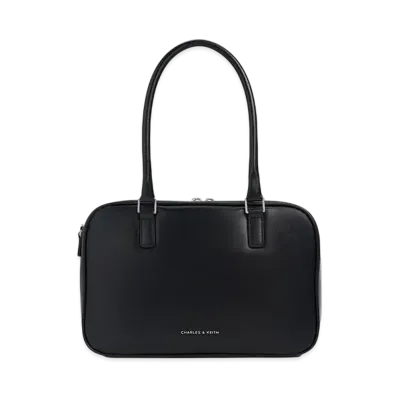CHARLES & KEITH Sianna Textured Bowling Bag "Noir"