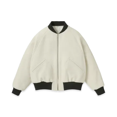 A.PRESSE Rigid High Twist Cashmere Melton Award Jacket "White"