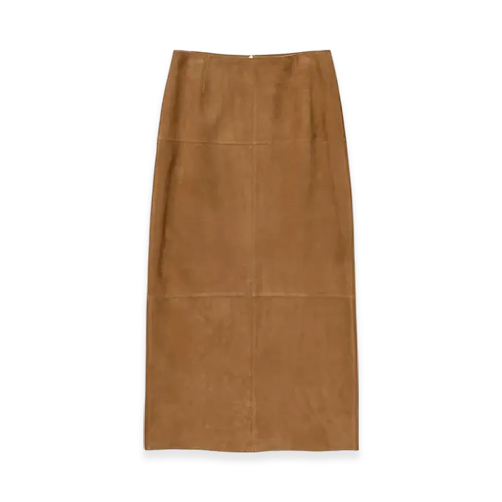 AURALEE Lamb Suede Skirt "Camel"