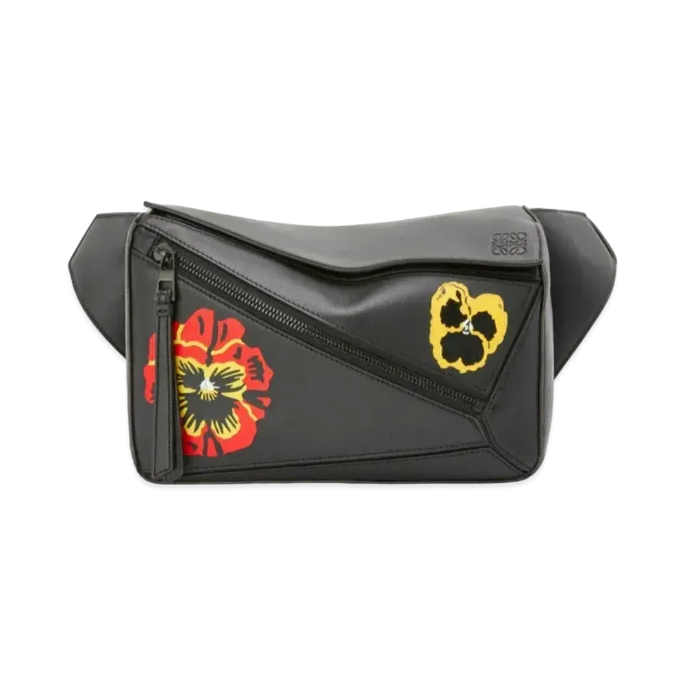 LOEWE Pansies Small Puzzle Bumbag In Classic Calfskin "Black"
