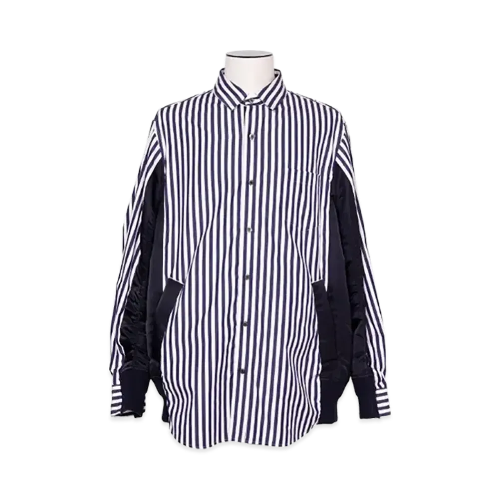 sacai Cotton Poplin Shirt "Navy Stripe/Navy"