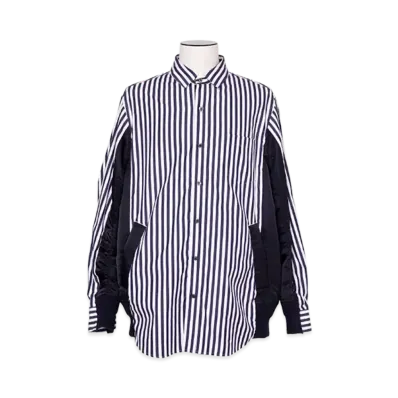 sacai Cotton Poplin Shirt "Navy Stripe/Navy"