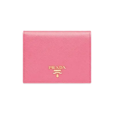 PRADA Small Saffiano Leather Wallet "Peony Pink"