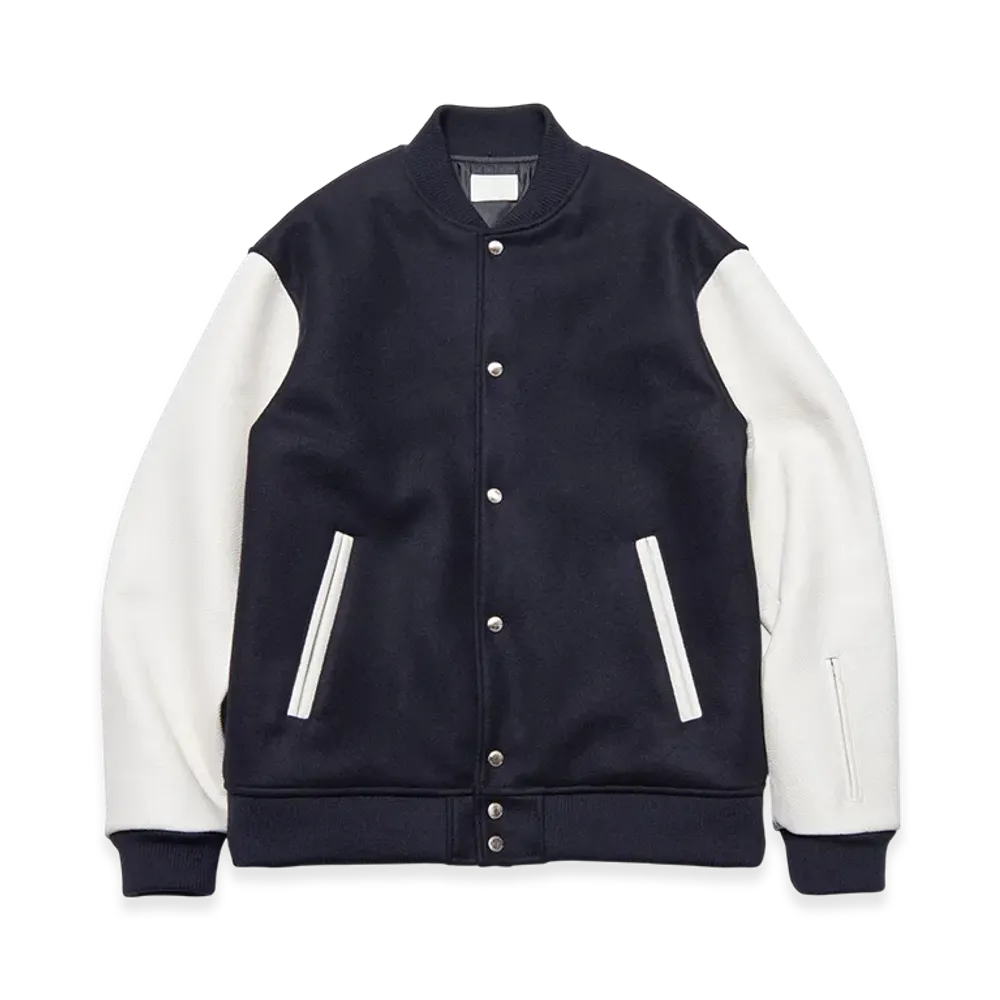 SOPHNET. Melton Lambswool Varsity Jacket "Navy"