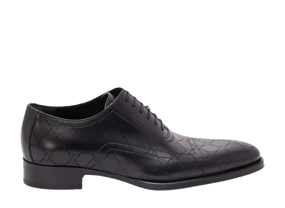GUCCI Black Leather Lace-Up Shoes "Black"