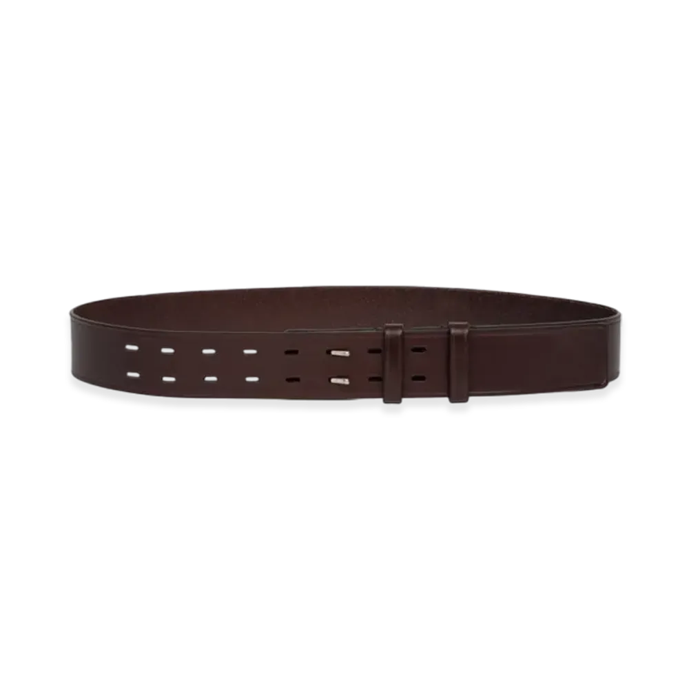 DRIES VAN NOTEN Leather Belt "Dark Brown"