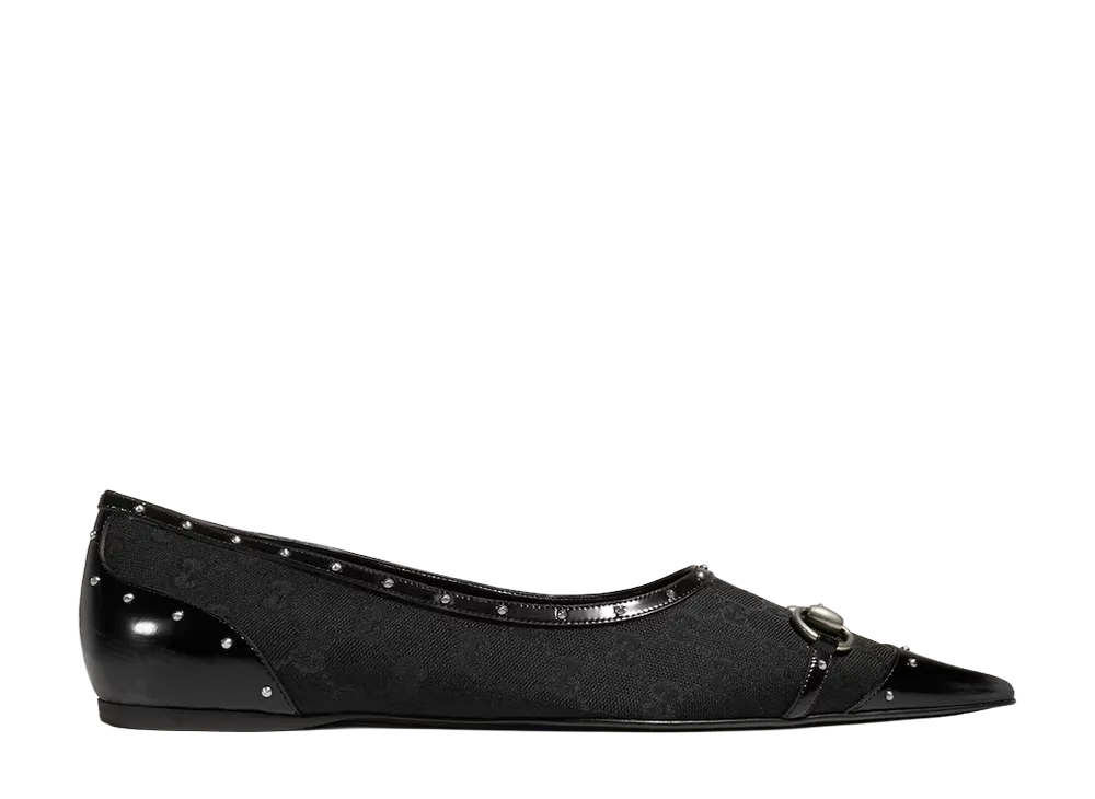 GUCCI Point-Toe Studded Loafer "Black"