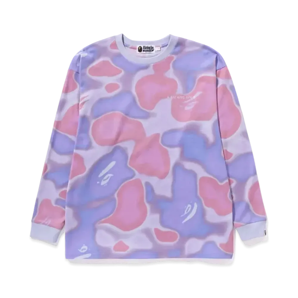 A BATHING APE Ladies Liquid Camo L/S Tee "Purple"
