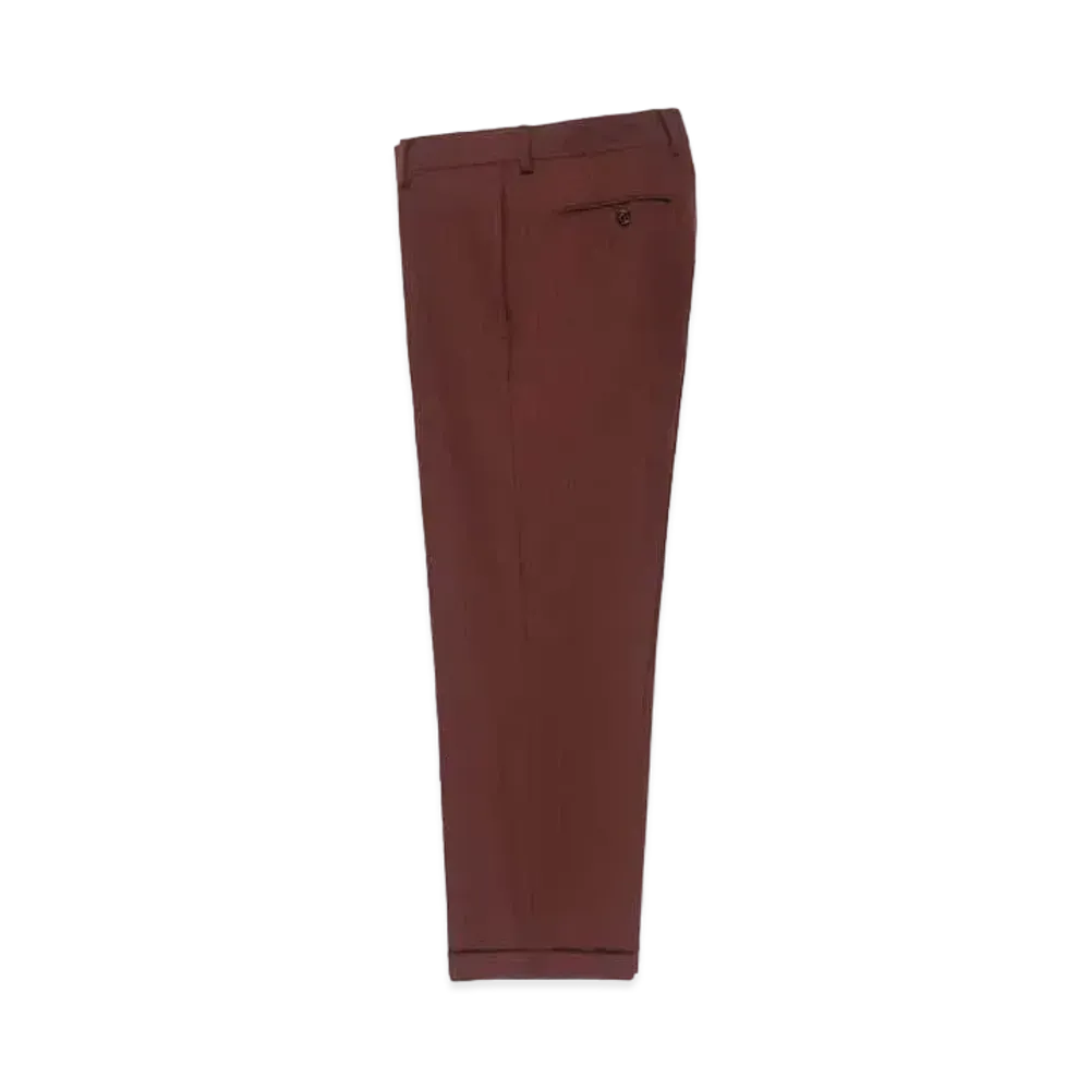 WACKO MARIA DORMEUIL / Pleated Trousers (Type-2) , Straight Trousers "Dark Red"