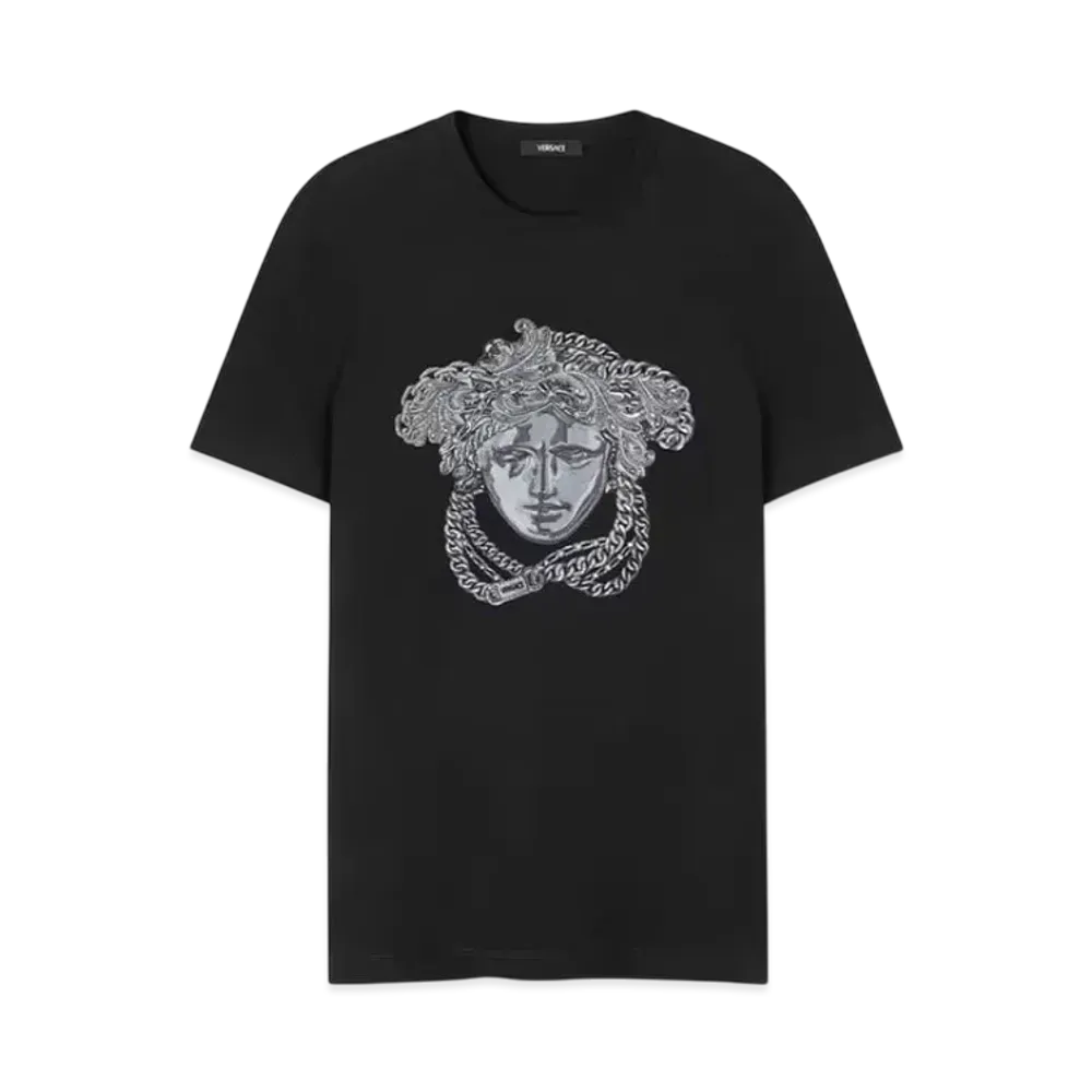 Versace Embroidered Crystal Medusa T-Shirt "Black"